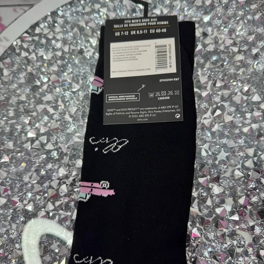 Elvis Presley socks pink Cadillac car Black and Pink Men's Casual Socks NEW